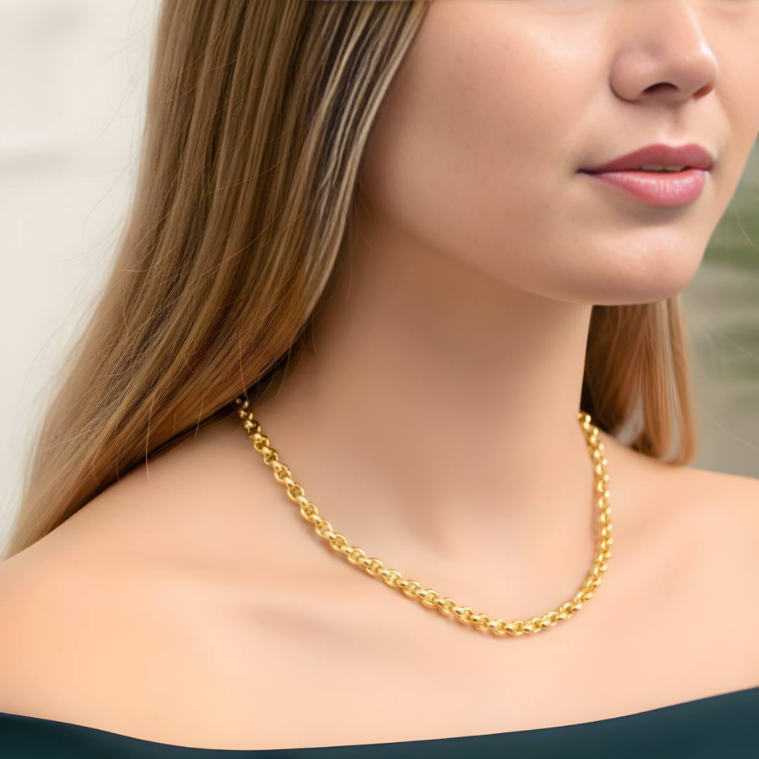 18K Gold Filled Belcher Chain Necklace – Classic Rolo Link Chain for Men & Women